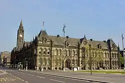 A large building with arched windows.