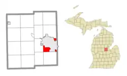 Location within Midland County and the state of Michigan