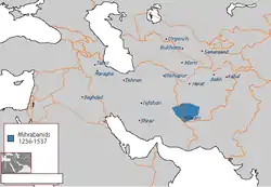 Map of the Mihrabanid dynasty