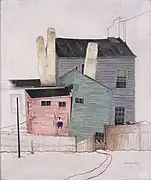 Painting of buildings in Williamsburg, Brooklyn, NY. 1941