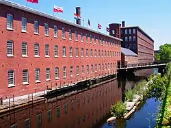 Image 61Textile mills such as the Boott Mills in Lowell made Massachusetts a leader in the US Industrial Revolution. (from History of Massachusetts)