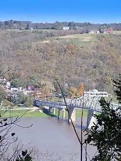 Original Milton–Madison Bridge as seen from Milton, Kentucky