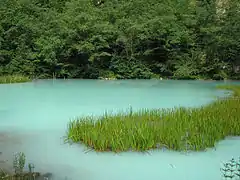 Mineral lake in the gorge of the river Ardon River