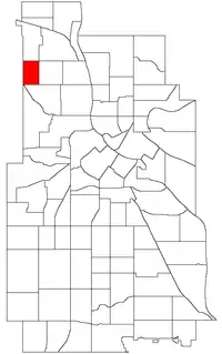 Location of Cleveland within the U.S. city of Minneapolis