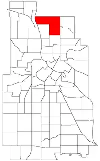 Location of Columbia Park within the U.S. city of Minneapolis