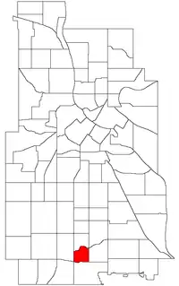 Location of Page within the U.S. city of Minneapolis