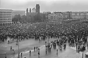 Image 7Mass protests in Minsk against policies by the central Soviet authorities in April 1991 (from History of Belarus)