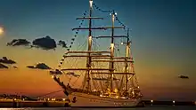 Romanian Sailing Ship Mircea at night