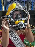 Whitney Miller wears dive equipment