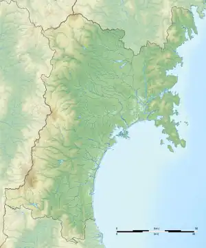 Map showing the location of Kurikoma Quasi-National Park