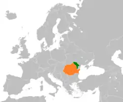 Map indicating locations of Moldova and Romania