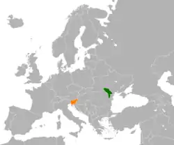 Map indicating locations of Moldova and Slovenia