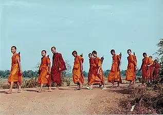 Thai Buddhist monks on pilgrimage