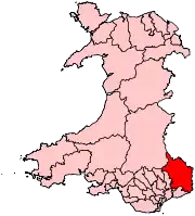 Monmouth shown as one of the 40 Senedd constituencies