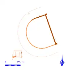 Plan showing the components of the archaeological site using a color scheme.