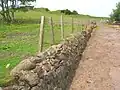 Old dam wall constructed from the old castle stones. The dam wall on the other side has been removed.