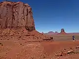 Typical Organ Rock angled skirts, below De Chelly Sandstone, Monument Valley