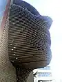 Heroinat Memorial from a lower angle, showing how the pins make up the sculpture