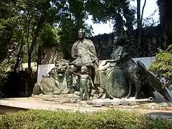 Image 62Modern group monument of Cortés, Doña Marina, and their mestizo son Martín (from History of Mexico)