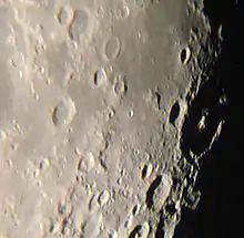 Petavius crater at the terminator, from Earth