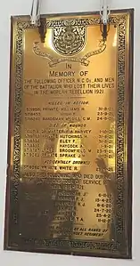 Memorial for the Officers and Men of the Dorset Regiment, who lost their lives in the Moplah Revolt