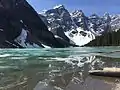 Mount Bowlen centered and reflected in Moraine Lake