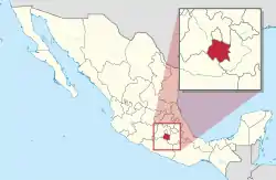 Map of Mexico with Morelos highlighted