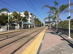 The platforms at Morena/Linda Vista station, 2019