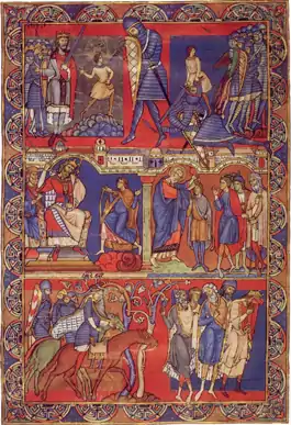 The Morgan Leaf, from the Winchester Bible 1160–75, Scenes from the life of David