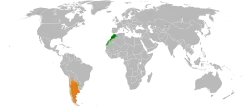 Map indicating locations of Morocco and Argentina