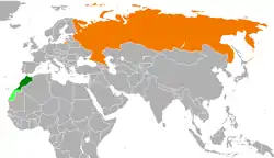 Map indicating locations of Morocco and Russia