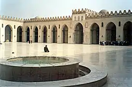 Image 7The Al-Hakim Mosque in Cairo, commissioned by al-Aziz in 990 and completed by al-Hakim in 1013 (later renovated in the 1980s by the Dawoodi Bohra) (from Fatimid Caliphate)