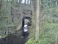 Tunnelled stream runs beneath the Brymbo Branch embankment, which splits the Moss Valley