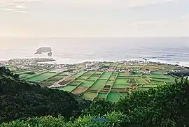 A coastal perspective of the village of Mosteiros, the westernmost settlement on the island of São Miguel