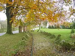 Lapidarium with remains of an old German cemetery in Motaniec, Poland