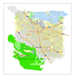 Mountain View city map, California, U.S.