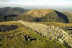 Slieve Commedagh and the Mourne Wall viewed from the top of Slieve Donard