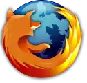 The logo for the first post-release version of Firefox in 2004, featuring lighter colors than the previous version