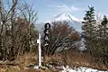 Peak of Mount Kenashi with Mount Fuji in the background