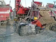 Mud log in process, a common way to study the lithology when drilling oil wells