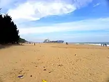 A distant view of the beach