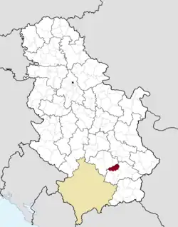 Location of the municipality of Bojnik within Serbia