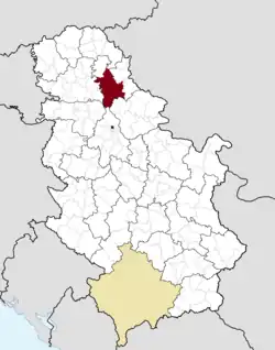 Location of Zrenjanin within Serbia