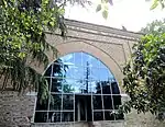 Entrance façade of the dershane (classroom) of the Murad II Medrese (with modern glass added)