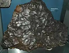 Murnpeowie meteorite, with regmaglypts resembling thumbprints, discovered on Murnpeowie Station, South Australia in 1910.