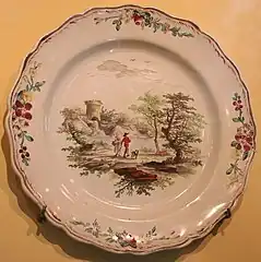 Plate with rural scene either by Honoré Savy or by Veuve Perrin