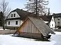 Beskids Museum, at the forefront a reconstruction of a shepherd's shelter in Wisła