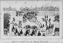 Image 10Drawing of the ruler of Lunda, Mwata Kazembe, receiving Portuguese in the royal courtyard in the 1800s (from Zambia)