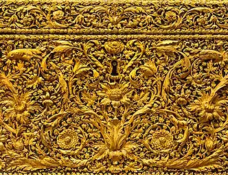 Baroque rinceaux on the chest for Louis XIV's gems, mid-17th century, repoussé and chiselled gold over a wooden core, Louvre