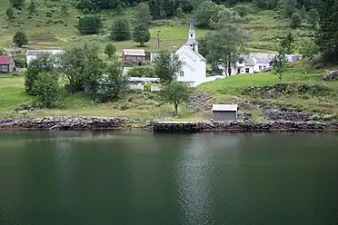 Exterior view, seen from the fjord